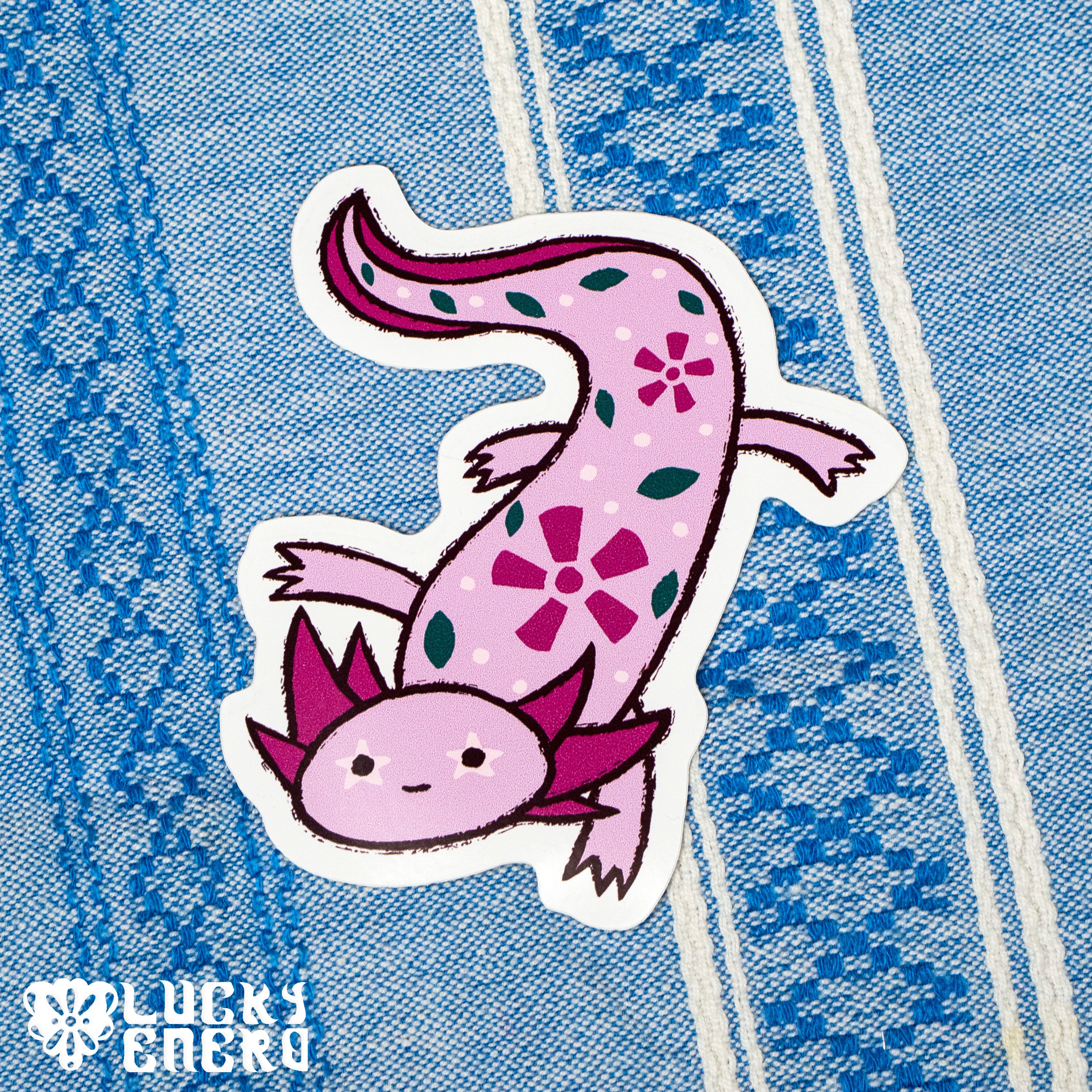 Pink Axolotl Glossy Vinyl 4in Sticker