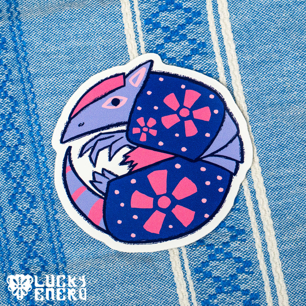 Blue Armadillo Glossy Vinyl 4in Sticker